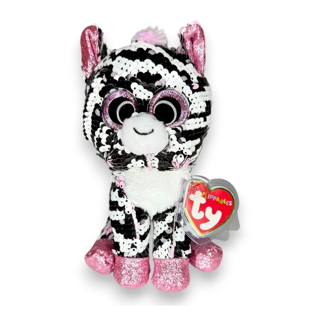 Zoey the Zebra | Sparkling Stripes | Mint Heart Tag TY Flippables